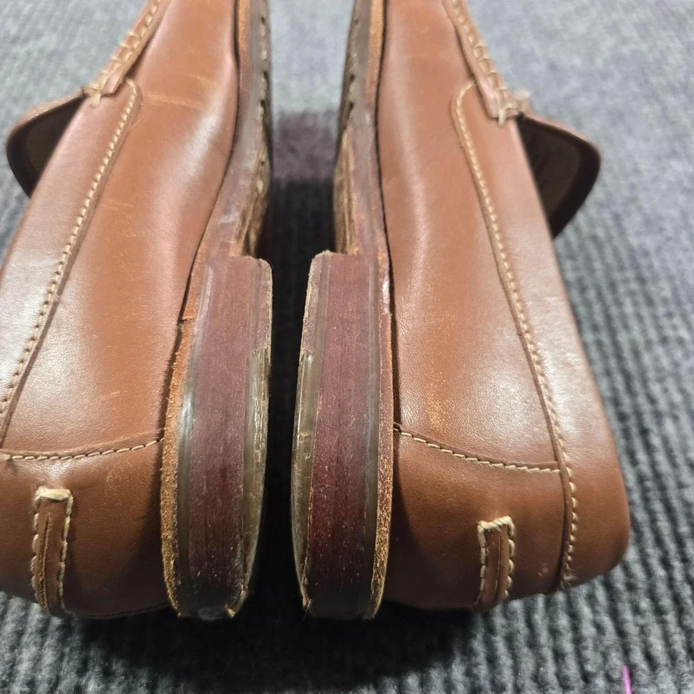 Tommy Bahama Shoes Mens 8 Brown Woven Leather GD Fynn Slip-On Loafers T8750048